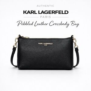 Karl Lagerfeld Black Leather Bag with Gold Accents